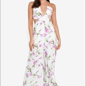 Floral print cutout jumpsuit